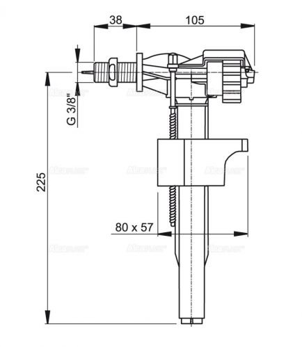 A16-3/8 Впускной механизм с боковой подводкой и металлической резьбой (для керамических бачков) Alca Plast в Хадыженске